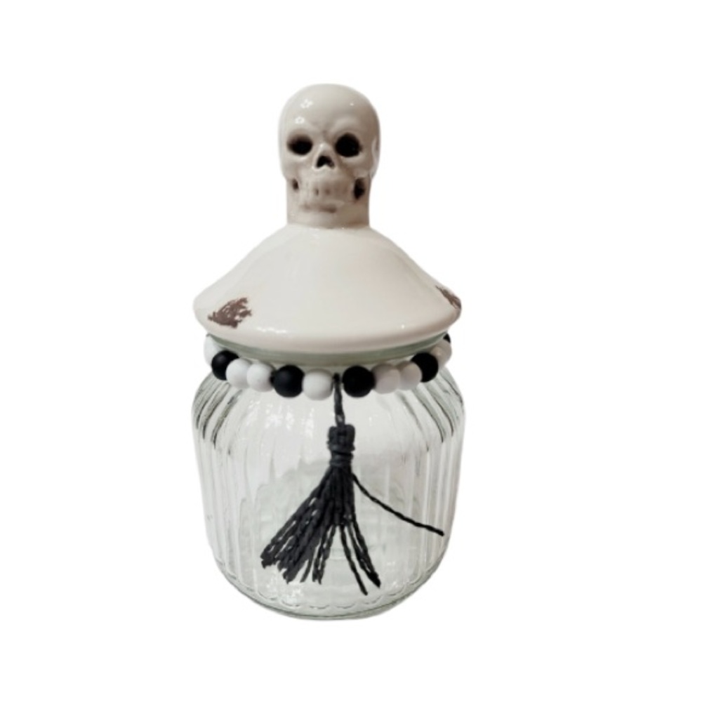 SKULL HEAD➕Glass Jar With Tassel